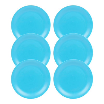 Teal  6 Pcs Unbreakable Reusable Coloured Plastic Dinner Plates Kids Party Tableware