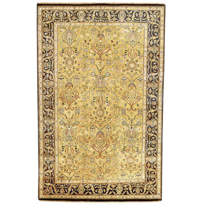 Hand Knotted Wool Area Rug in Gold And Black