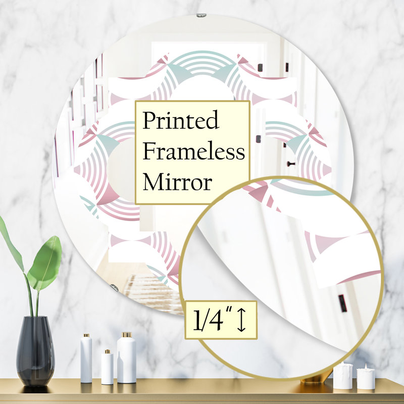 Miroir mural géométrique à motif géométrique abstrait et quadrilobe, 31,5 po x 31,5 po