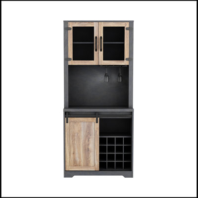 Armoire de bar de ferme de 31 pouces avec porte de grange pour salon, armoire de ferme pour salle à manger