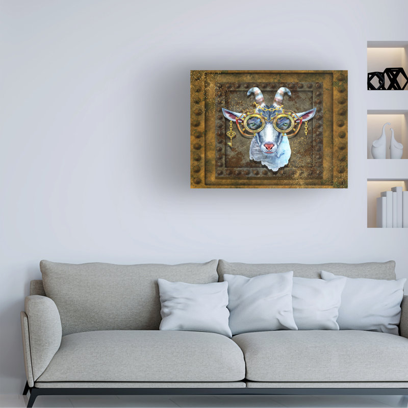 «Kymbra Steampunk Goat On Canvas» par Tina Mitchell, reproduction, H 19 po x l 19 po x P 2 po