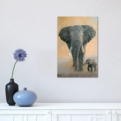Elephant And Baby by David Stribbling - Painting on Canvas