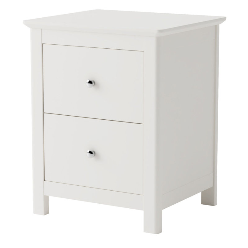 Nairn 2-Drawer Large Bedside Cabinet, Stylish White Table with Storage