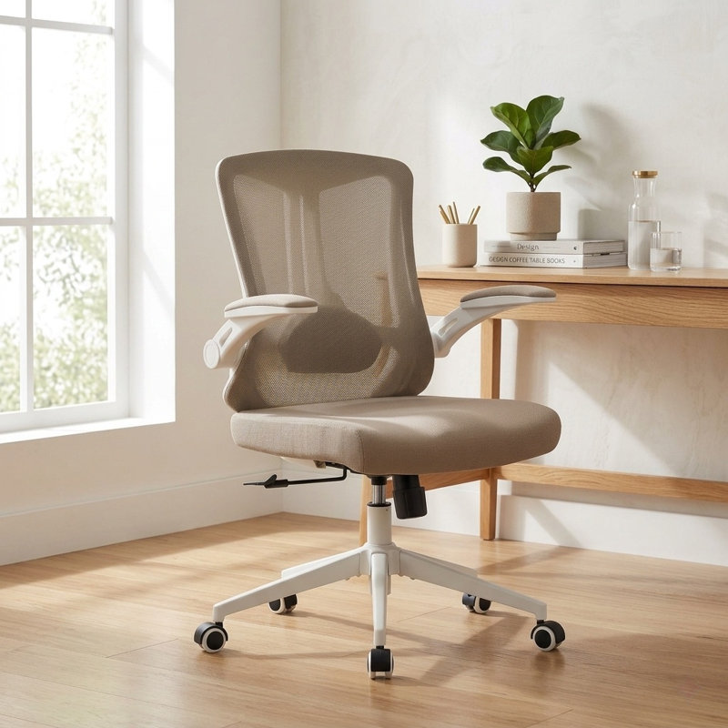 Inbox Zero Norberta Mesh Task Chair, Camel, White