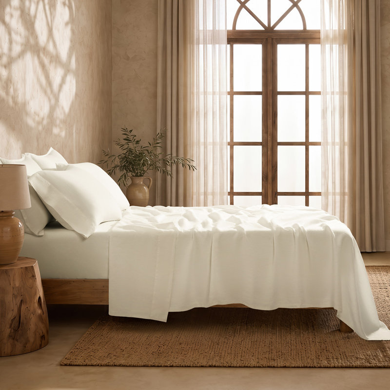 Ensemble de draps EverGrace 100 % lin européen, Lit double, Ivory White
