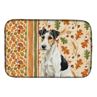 Smooth Fox Terrier Heirloom Fall Dish Drying Mat