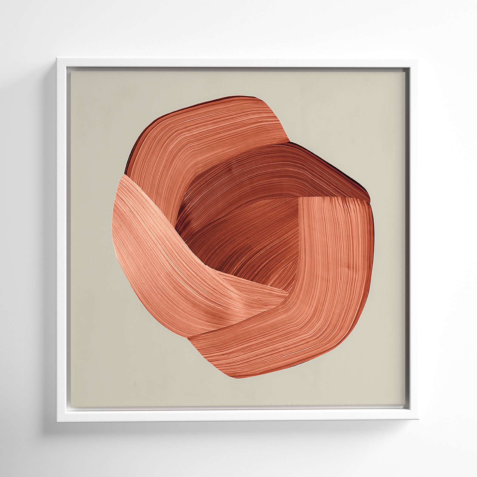 Crema - Floater Frame Painting Print on Canvas, 37.5" H x 37.5" W x 2" D, White Framed