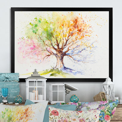 Arbre en couleurs de toutes les saisons - reproduction d'art sur toile