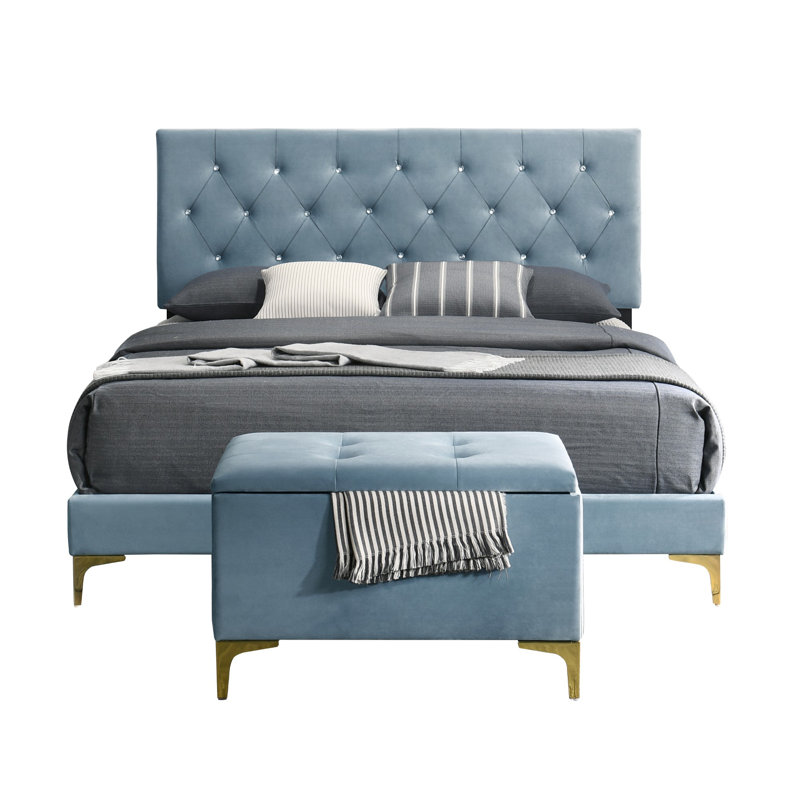 Padroni Piece Bedroom Set, Kingsize (5'), Light Blue