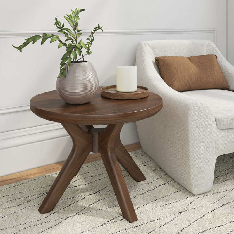 Marshana Cross Leg Round Coffee Table, Walnut