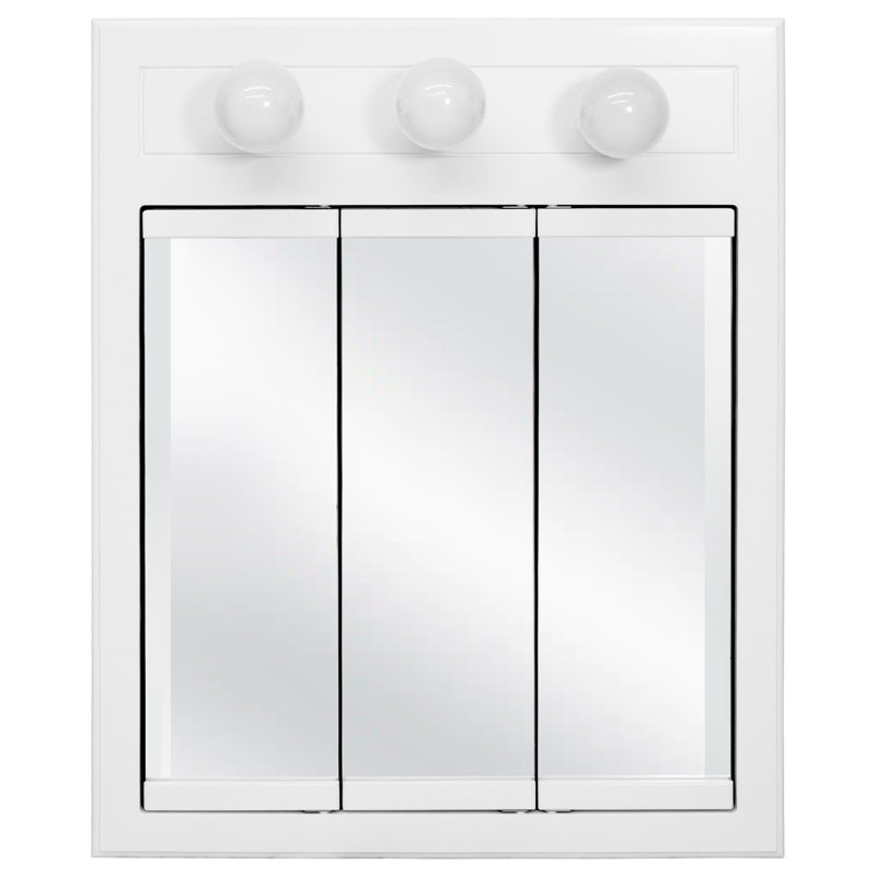 Bathroom Medicine Cabinet, Wall Mounted, Mirror, White, 30" H x 24" W x 5.13" D