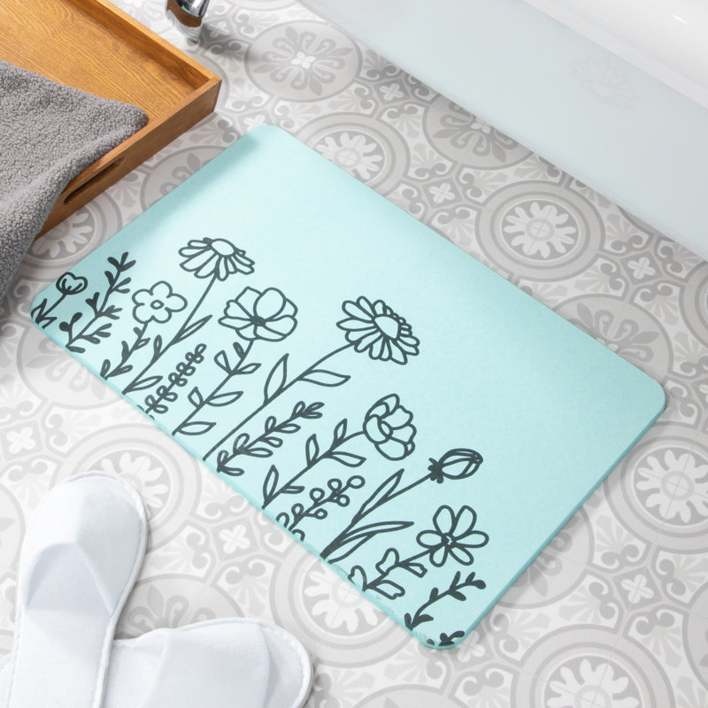Non-Slip Bath Mat, Aqua Blue
