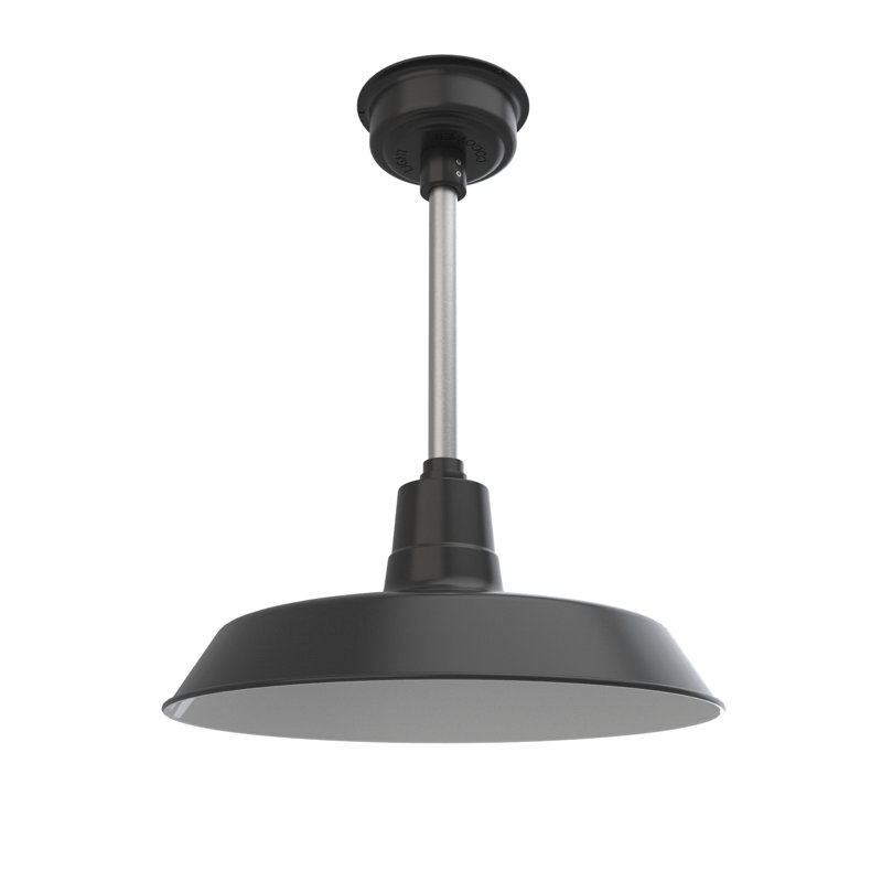 Luminaire suspendu en forme de dôme à 1 lumière DEL Haleigh, Noir mat / argent galvanisé, H 48 po x l 18 po x P 18 po