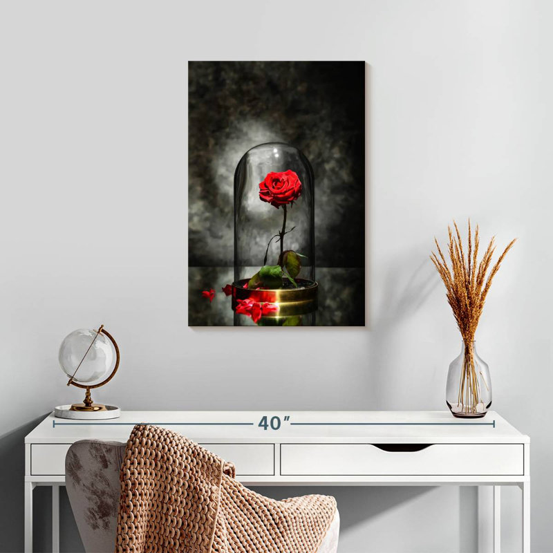 La belle et la bête rose, H 24 po x l 16 po