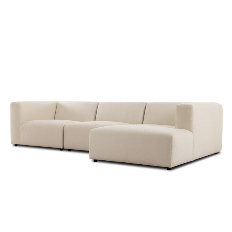 Canapé modulaire 3 pièces Aram Sloan, Face à la droite, Mélange de polyester Fayette Cloud