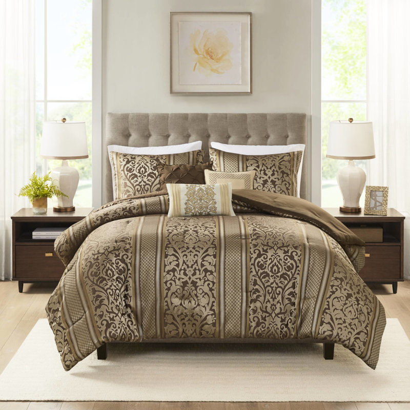 Édredon 6 pièces - Double / grand, Matériau, Motif, Jeté lavable Double / Grand avec coussins, Design, Lavé