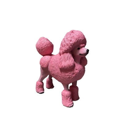 Statue de chien rose caniche grandeur nature