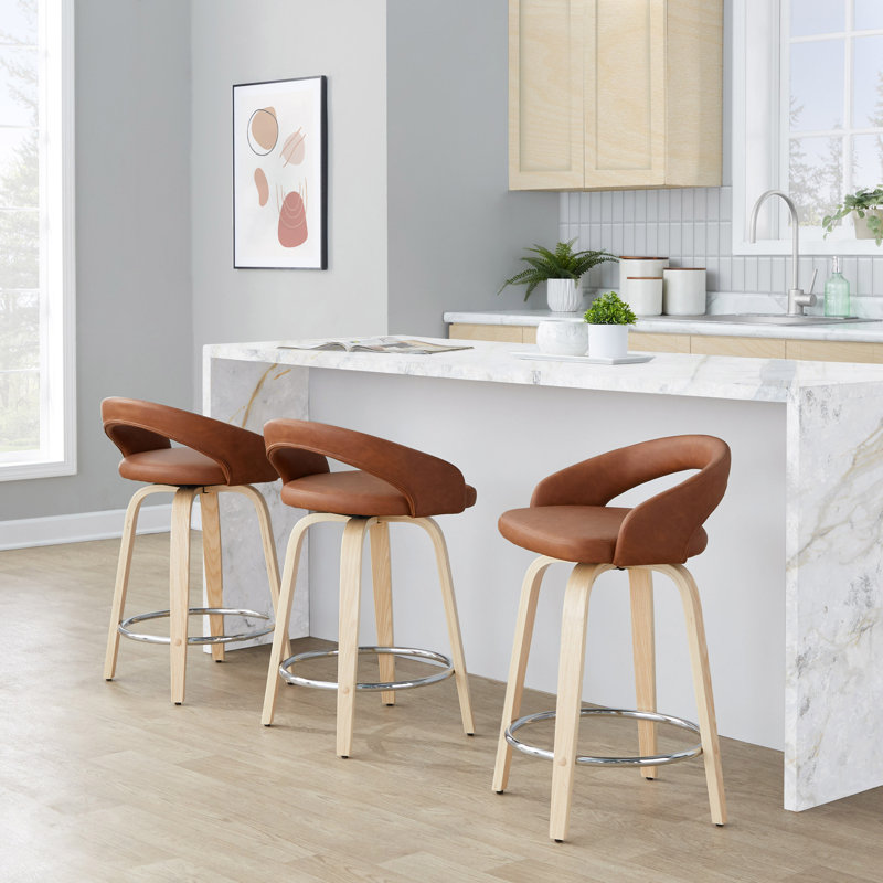 Contemporary Counter Stool, Naturel / Argenté, Brun