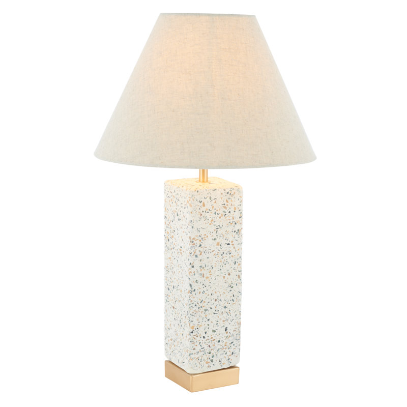 Natural Concrete Table Lamp with Off-White Linen Shade