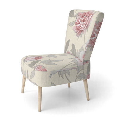 Fleurs roses et feuille grise - Chaise d'appoint rembourrée Cabin & Lodge