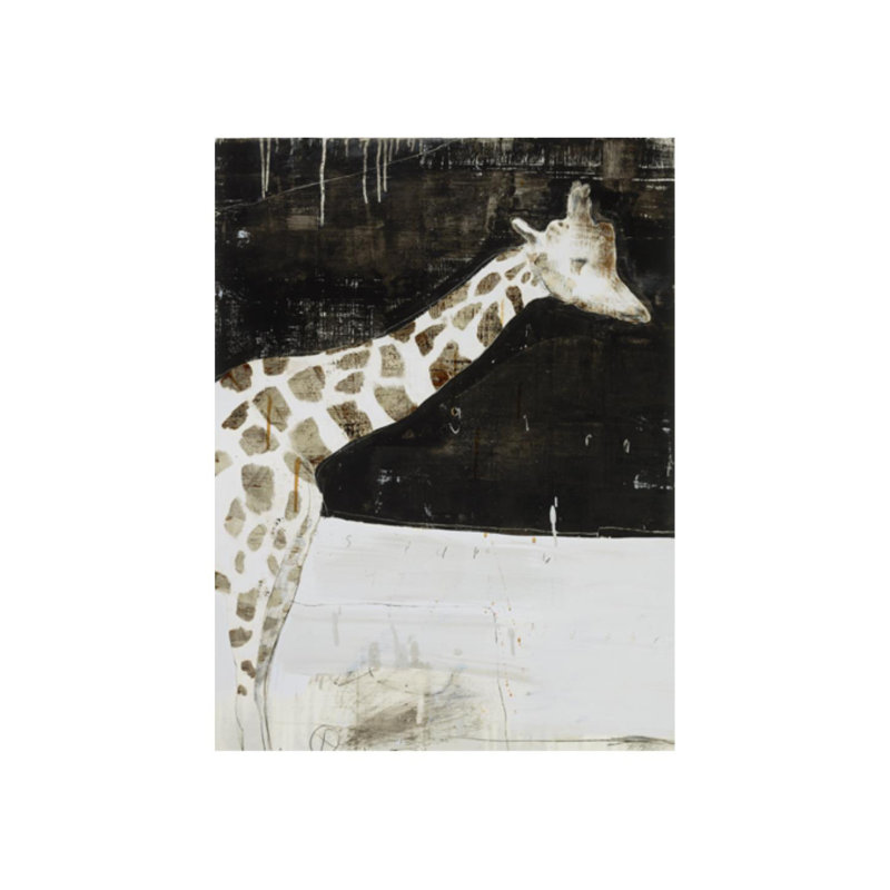 Girafe blanche par Patrick Wright - Peinture, Couche de verre, H 40 po x l 30 po x 1,5 po