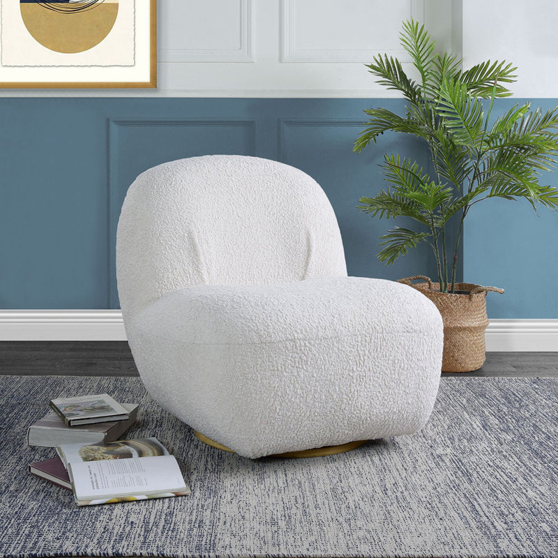 Chaise d'appoint rembourrée avec pivot, Blanc