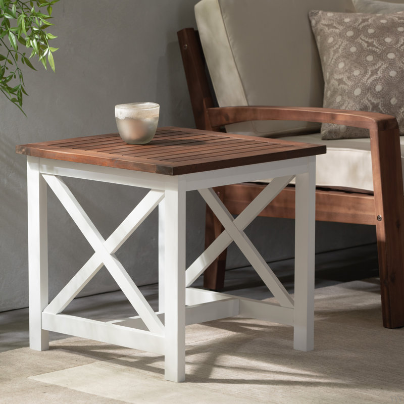 Table de bout Farmhouse, Blanc, Brun