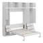 Base de lit plateforme pliable, lit escamotable avec casiers et tablettes avec armoires de rangement
