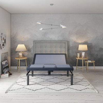 Base de lit réglable California avec trois modes de vibration, réglages de la position de la tête et des pieds, positions multiples préréglées, charge USB, fonction de massage, éclairage DEL et capacité de poids élevée