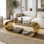 Table basse de 57 po de style moderne avec plateau ovale de 57 po en acier inoxydable doré et plateau en verre trempé pour salon
