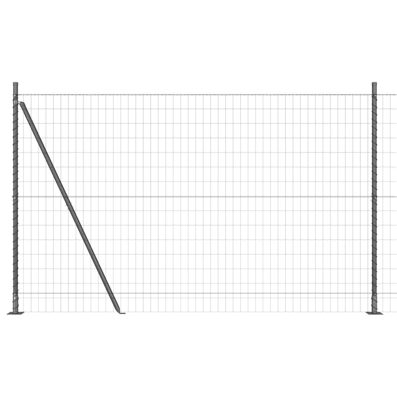 Euro Fence With 7 Posts Galvanised Steel, 160cm H x 1000cm W, Grey