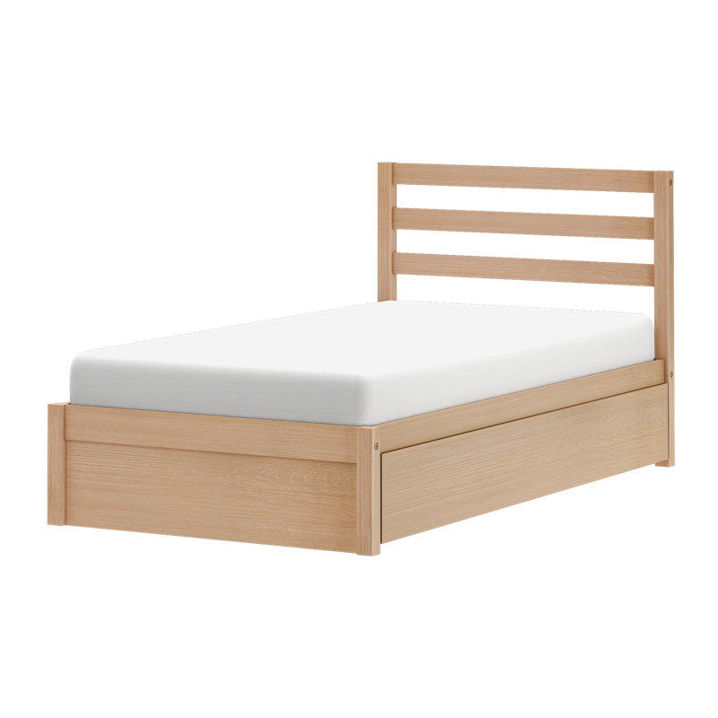 Lit simple Bear avec lit gigogne Bear, Twin, Embossed Natural