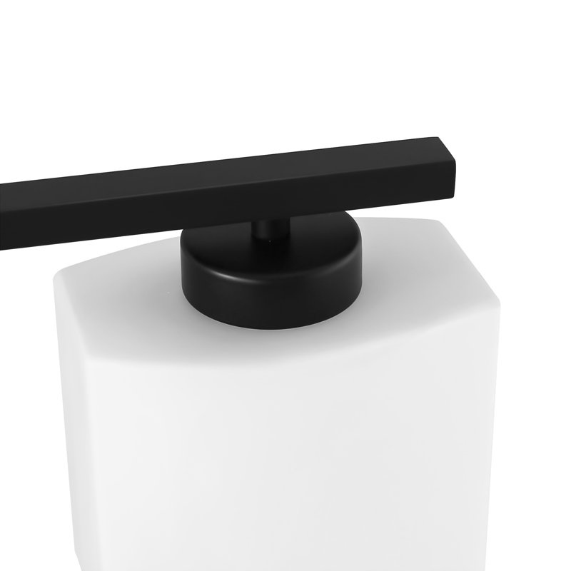 Dimmable Vanity Light For Bathroom Bedroom With Square Milk White Shade, 7.1" H x 39.8" D x 6.5" W, 5 Lights