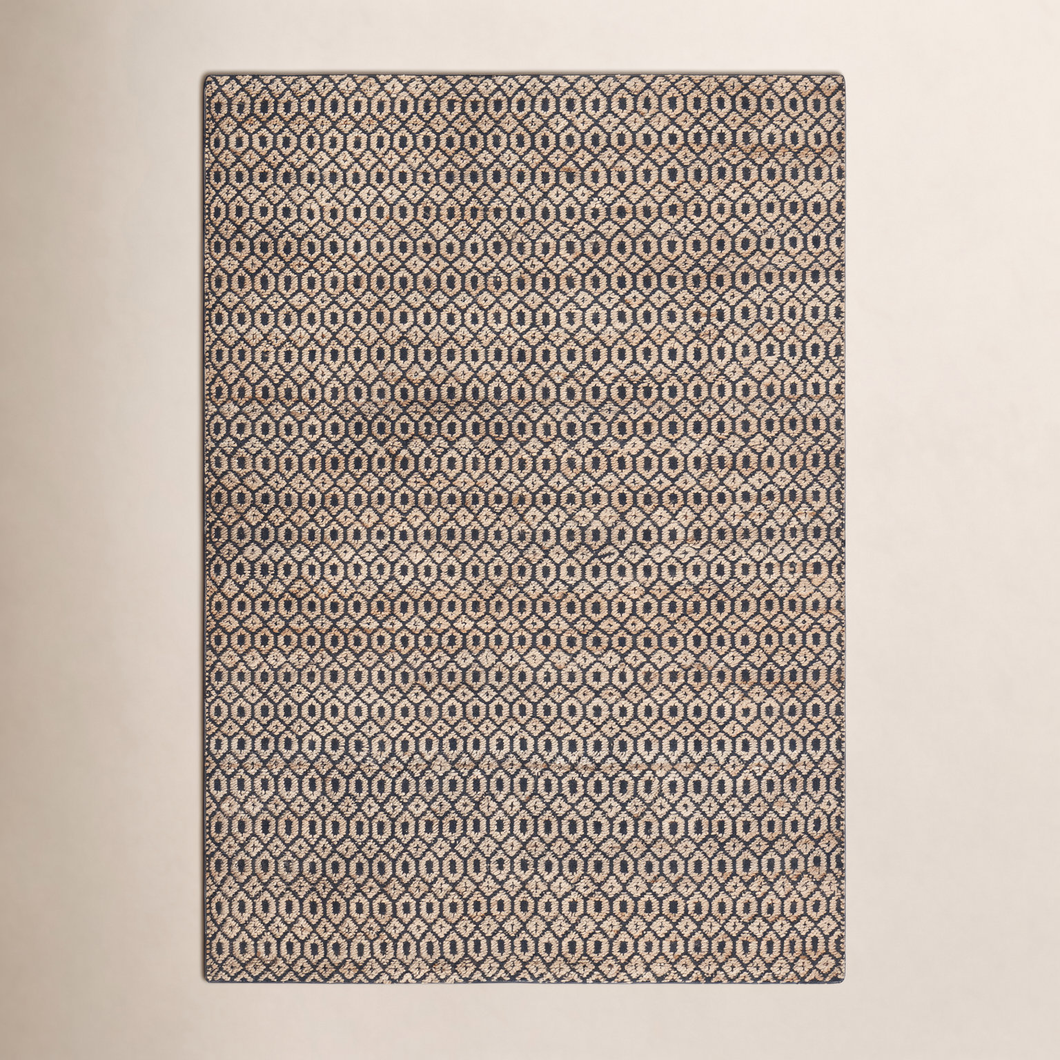 Archbold Black Tan Flatweave Geometric Cotton Rug, Rectangle 4' x 6'