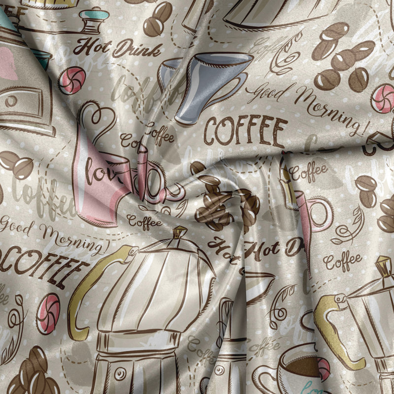Rustic curtain, coffee espresso machine, pale pink beige