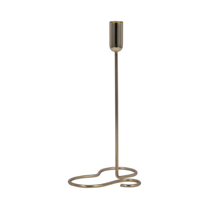 Modern Metal Taper Holder with Sculptural Swirl Base, Decorative Abstract Design, Contemporary Single Candle Stand for Stylish Accents in Chic Interiors and Modern Decor Settings