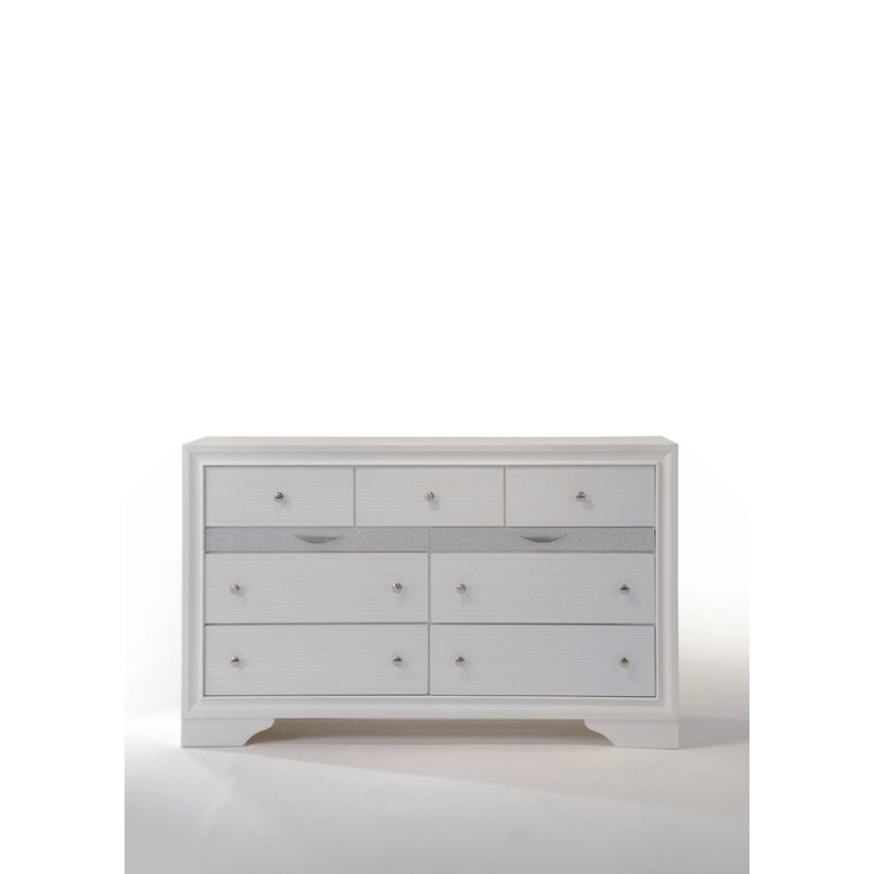 Commode double rectangulaire 9 tiroirs Carman, Blanc