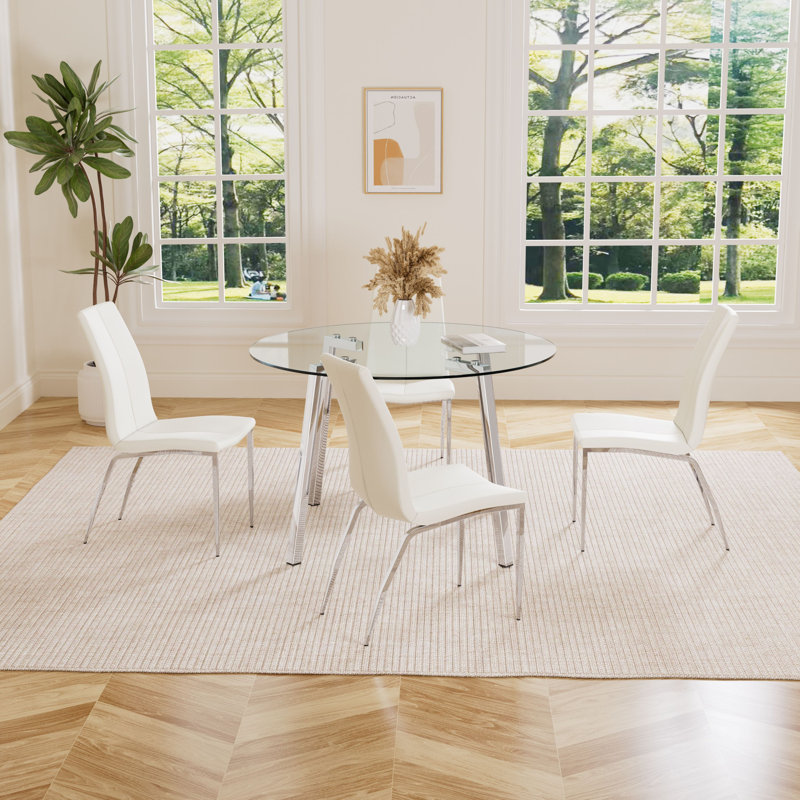 Koleigh 4 - Person Glass Top Four Leg Dining Set