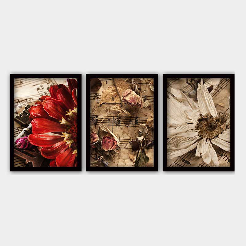 Elegant Decorative Framed Painting Set (3 Pieces), 13.8 x 17.7 inches Each | 100% Wooden with 100% Polystyrene Frame (Thickness: 0.8 inches) | UV Digital Printing, Perfect for Living Room & Home Décor