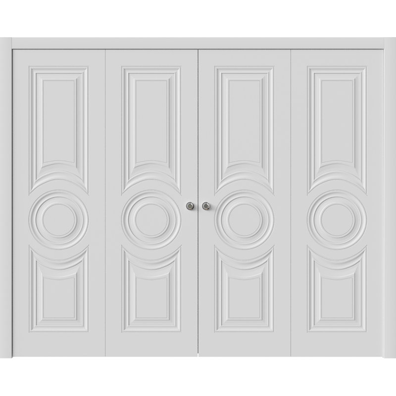 Portes coulissantes doubles pliantes | Essentiel 1801 blanc | Ensemble de quincaillerie pour moulures robustes | Portes de garde-robe de chambre en bois massif