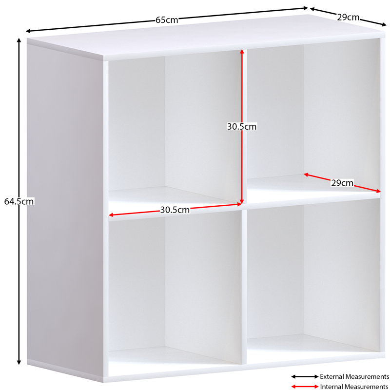 Oreland Cube Bookcase, White, 64.5cm H x 65cm W x 29cm D