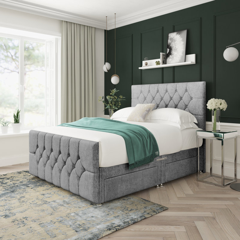 Upholstered Bed, Silver, Single (3')