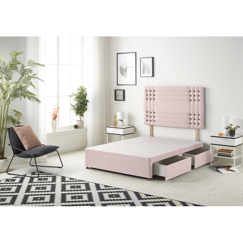 Dennishia Divan Bed Base, Double (4'6), Pink, 1 Drawer