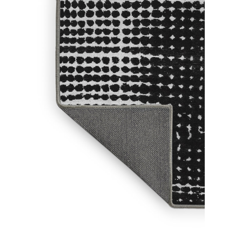 Tapis en laine / polyester tissé à la machine en gris / blanc / noir, Rectangle 2 pi x 3 pi