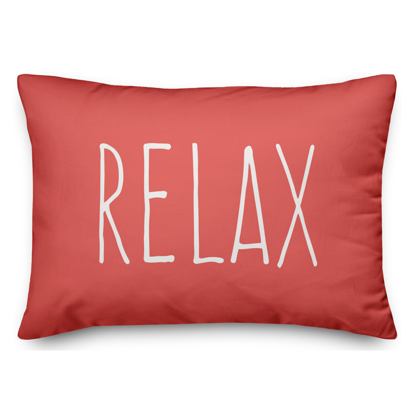 Textual Outdoor Throw Pillow, Coral