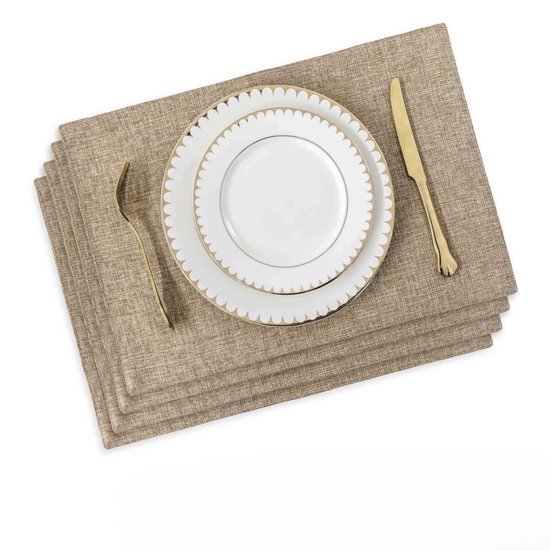 Ensemble de 4 napperons en lin résistant à la chaleur, napperons, napperons de cuisine et napperons, Beige