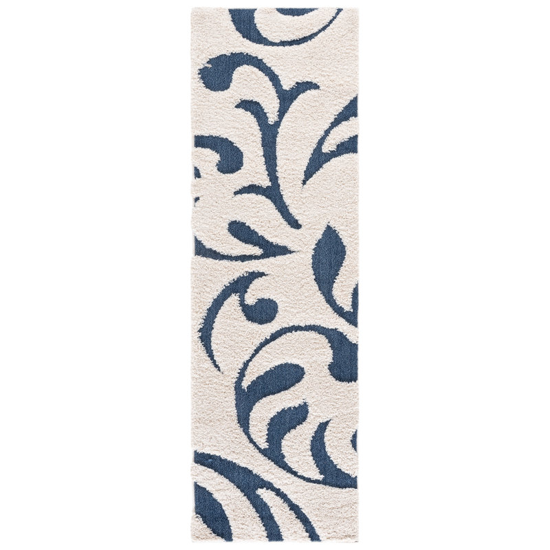 Tapis à motif floral à longs poils caduques morterich Florida, Tapis de couloir 2 pi 3 po x 7 pi