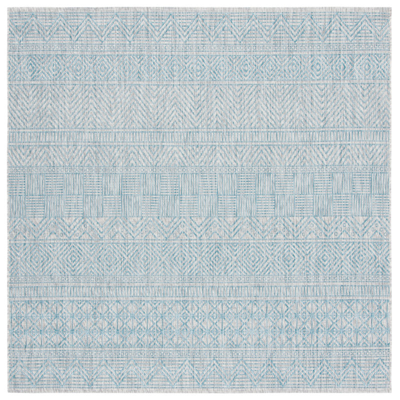 Courtyard Performance Southwestern Indoor/Outdoor Area Rug, Square 6'7"