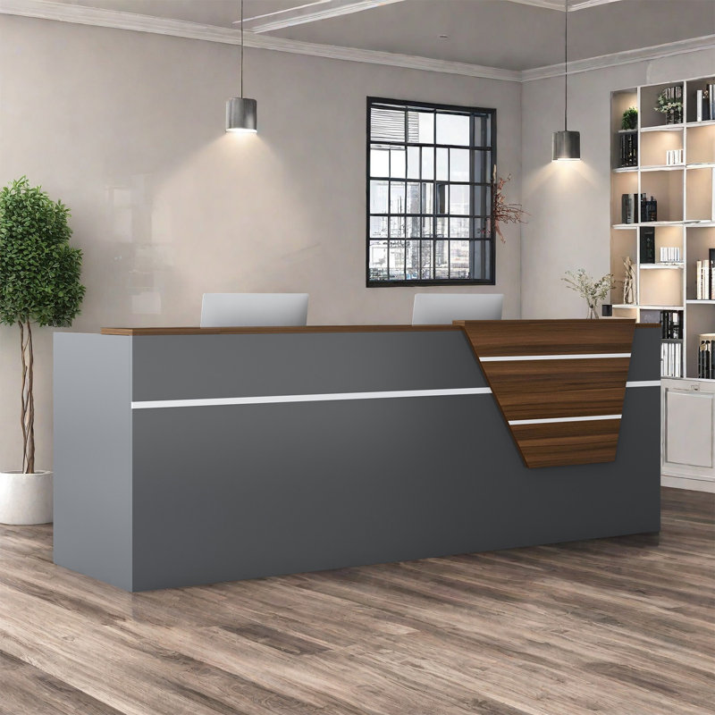 78.74-Inch Vintage Front Desk with Lockable Drawers, Perfect for Reception or Computer Use