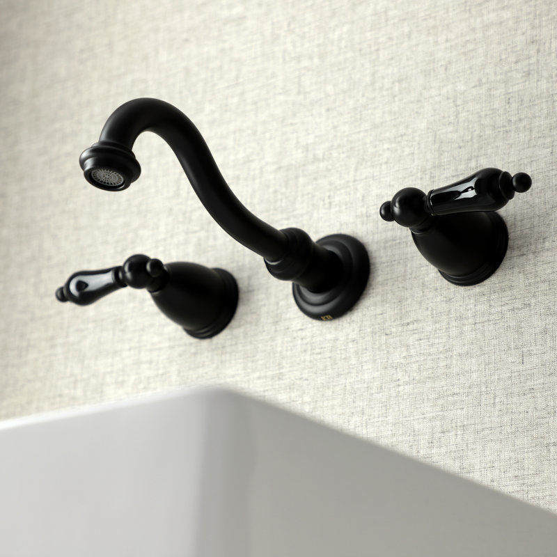 Kingston Brass Duchess Two-Handle Wall Mount Bathroom Faucet, Matte Black